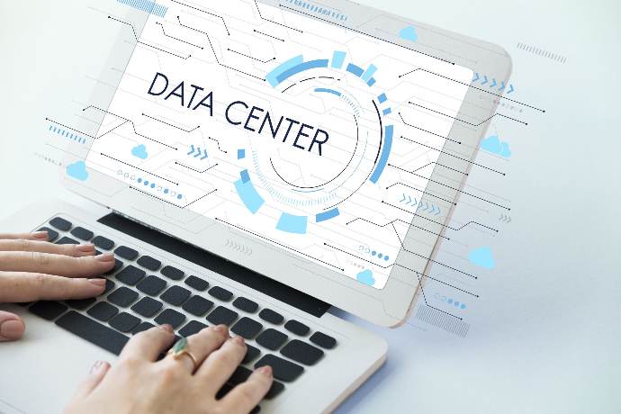 data centre on laptop screen